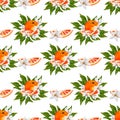 Hand painted watercolor orange blossom and fruits compositions Royalty Free Stock Photo