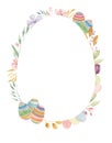 Watercolor Bunny Oval Easter Egg Pastels Spring Leaves Frames