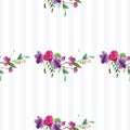 Hand-painted Watercolor pattern of a branch with flowers pink Magnolia flower spring card Royalty Free Stock Photo