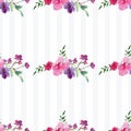 Hand-painted Watercolor pattern of a branch with flowers pink Magnolia flower spring card Royalty Free Stock Photo