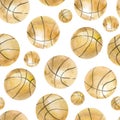 Hand painted watercolor seamless pattern basketball