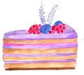Watercolor slice of cake