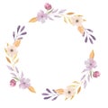 Watercolor Pastel Spring Leaves Floral Garland Border Frame Royalty Free Stock Photo