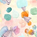 Hand painted watercolor stain delicate moth pattern Royalty Free Stock Photo