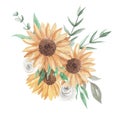 Sunflowers Watercolor Bouquets Pretty Clipart Flowers White Roses