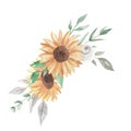 Watercolor Sunflower Bouquets Clipart Flowers White Roses