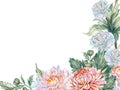 Hand painted watercolor vintage ancient illustration asian foliage flower leaves plants wreath frame banner invitation card on