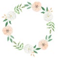 Watercolor Wedding Peach White Flowers Floral Frame