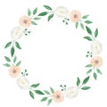 Watercolor Wedding Peach White Garland Flowers Floral Frame