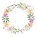 Watercolor Bohemian Wreath Flowers Floral Garland Purple Boho