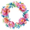 Hand painted watercolor wreath. Royalty Free Stock Photo