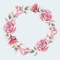 Hand painted watercolor wreath mockup clipart template of roses Royalty Free Stock Photo