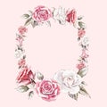 Hand painted watercolor wreath mockup clipart template of roses Royalty Free Stock Photo