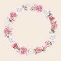 Hand painted watercolor wreath mockup clipart template of roses Royalty Free Stock Photo