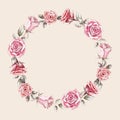 Hand painted watercolor wreath mockup clipart template of roses Royalty Free Stock Photo