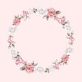 Hand painted watercolor wreath mockup clipart template of roses Royalty Free Stock Photo