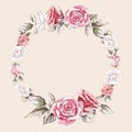 Hand painted watercolor wreath mockup clipart template of roses Royalty Free Stock Photo