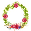 Hand painted watercolor wreath. Royalty Free Stock Photo