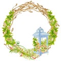 Hand painted watercolor wreath. Royalty Free Stock Photo