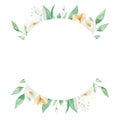 White Floral Circle Frame Green Leaves Floral Leaf Yellow Border Royalty Free Stock Photo