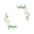 White Floral Green Leaves Arches Wreath Floral Leaf Garland Yellow Royalty Free Stock Photo