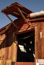 Hand painted white lettering on wood train railroad car caboose Royalty Free Stock Photo