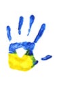 Hand painted in yellow-blue colors, concept of ukraine love, patriotism