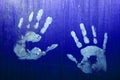 hand painting blue Color child handprint