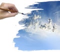 Hand painting blue sky Royalty Free Stock Photo