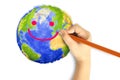 Hand painting smile world on white Royalty Free Stock Photo
