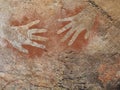 Hand painting stencil in the style of prehistoric cave art Royalty Free Stock Photo