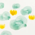 Leaves of water lilies drawing by watercolors