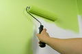 Hand painting wall in green