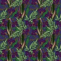 Hand painting watercolor illustrationinspired by ahouseplants oxalis tropical rainforest foliage leaf plants seamless pattern