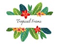 Hand painting watercolor illustrationinspired by Plumeria Frangipaniplants leaf greeting template frame banner layout