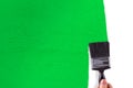 Hand Painting White Wall with Green Royalty Free Stock Photo