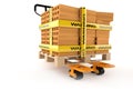 Hand pallet truck with bricks