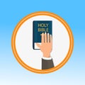 Hand, Palm on Holy Bible Flat Vector Illustration