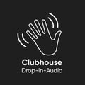 Hand palm icon for invite in Clubhouse. Black silhouette on white background. Waving hand gesture icon.