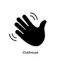 Hand palm icon for invite in Clubhouse. Black silhouette on white background. Waving hand gesture icon. Vector