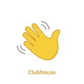 Hand palm icon for invite in Clubhouse. Social media. Yellow waving hand gesture icon. Vector