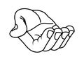 Hand with palm open offering cartoon isolated in black and white