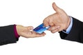 Hand passing a credit card Royalty Free Stock Photo