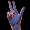 Hand of a patient with Dupuytren's contracture, 3D illustration