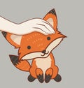 Hand Patting fox Head