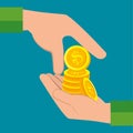 Hand pay coins icon Royalty Free Stock Photo