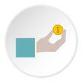 Hand pays for parking icon, flat style Royalty Free Stock Photo