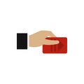 Hand pays for parking icon, flat style Royalty Free Stock Photo