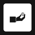 Hand pays for parking icon, simple style Royalty Free Stock Photo