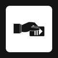 Hand pays for parking icon, simple style Royalty Free Stock Photo